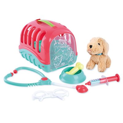 Peluche chien avec boîte de transport 7 pcs PLAYGO