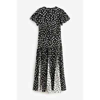 Robe midi ras du cou manches courtes et motif NEXT
