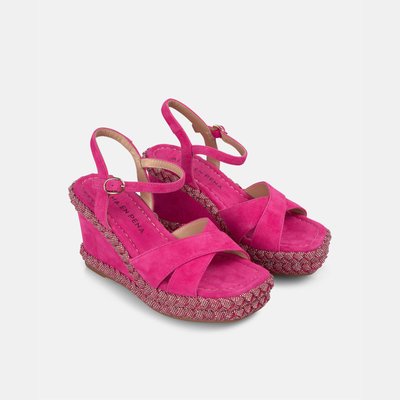 Sandales compensées avec bride tressée ornée de strass et fermeture à boucle ALMA EN PENA