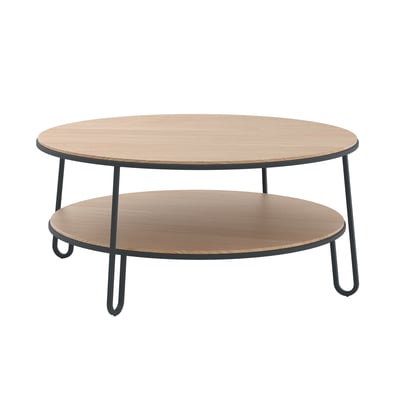 Table basse ronde avec double plateaux en chêne, EUGENIE HARTO