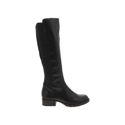 Bottes hautes en cuir brun à talon bloc moyen, doublure chaude et arrière tige stretch très confortable RIEKER
