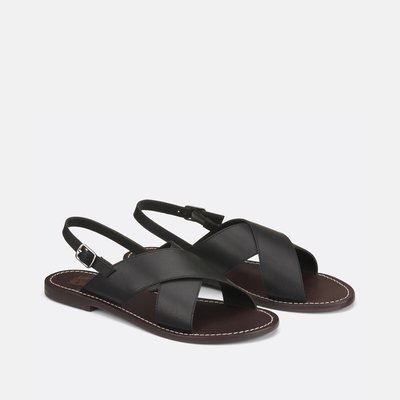 Sandales en cuir lisse, Signature LAURINE LA REDOUTE COLLECTIONS