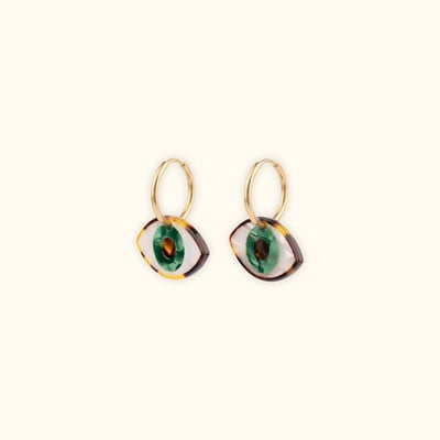 Boucles d'oreilles œil vert COUCOU SUZETTE