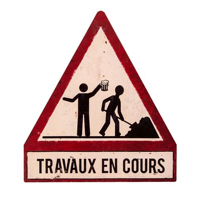 Plaque décorative murale métal vintage Travaux en cours 30x33.5cmm WADIGA