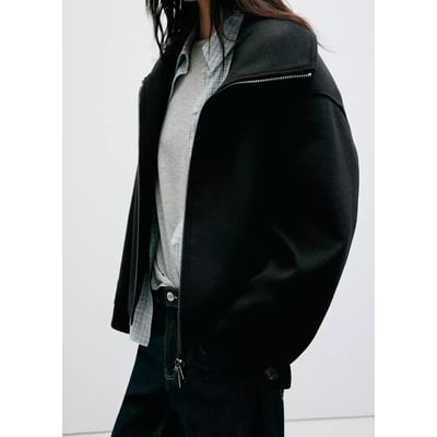 Veste à col montant avec zip MANGO