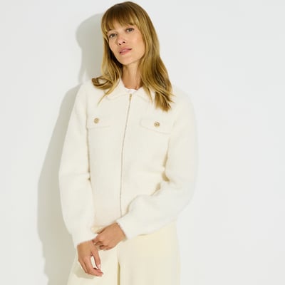Gilet fluffy col chemise GRAIN DE MALICE