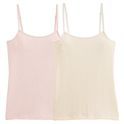 Pack of 2 Camis in Organic 1/1 Ribbed Cotton PETIT BATEAU