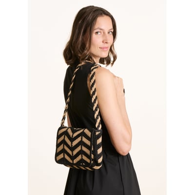 Sac besace en jute à motif LA FEE MARABOUTEE