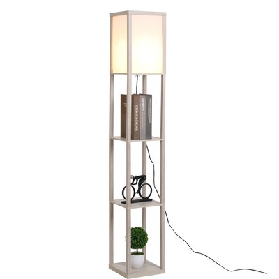 Lampadaire étagères 3 niveaux aspect bois HOMCOM