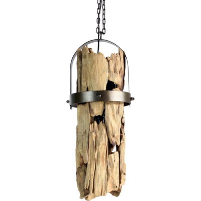 Suspension artisanale bois et fer esprit nature fait main RECOLLECTION