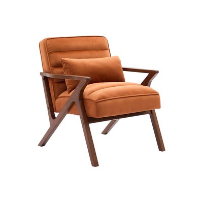 Fauteuil scandinave bois d'hévéa et velours ANTOINE SWEEEK