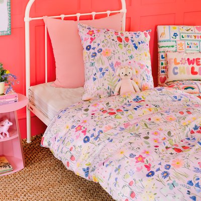 Parure de lit imprimée 100% coton, JARDIN SECRET WEE BLUE BELL