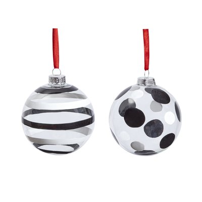 Set de 2 boules de noël décoratives en verre D8 SIA DECO