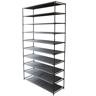 Étagère rangement chaussures noire 10 Étages 93x30x156cm WADIGA