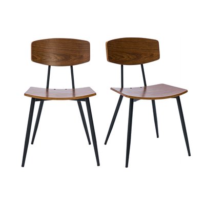 Chaises vintage en bois clair chêne et métal noir (lot de 2) JOLINE MILIBOO