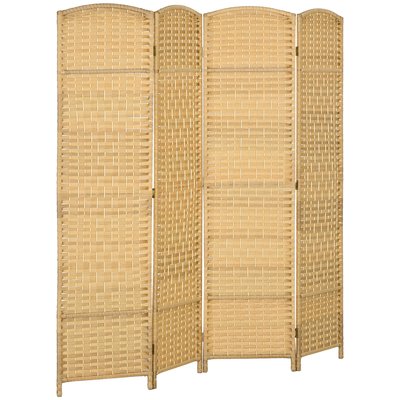 Paravent intérieur en bois 4 panneaux 180 x 180 cm séparateur de pièce pliable bois naturel HOMCOM
