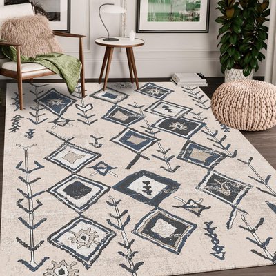 Tapis berbère tissé motifs ethno-chic ELAM UN AMOUR DE TAPIS