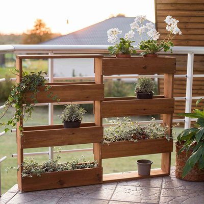 Etagère à plantes murale en bois 6 bacs CEMONJARDIN