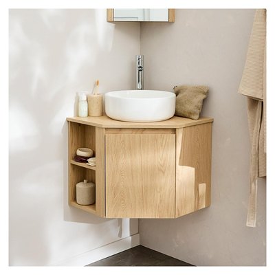 Ensemble meuble sous vasque d'angle + vasque blanche SORRENTO MOB IN