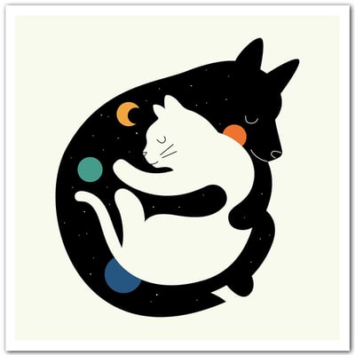 Affiche enfant hugs cats HEXOA
