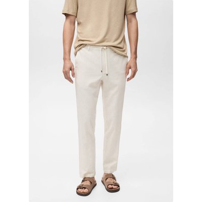 Pantalon lin fines rayures MANGO MAN
