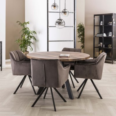 Table à manger ronde 120 cm en bois naturel HALIFAX PIER IMPORT