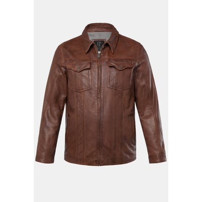 Veste en cuir d'agneau nappa, col chemise JP1880