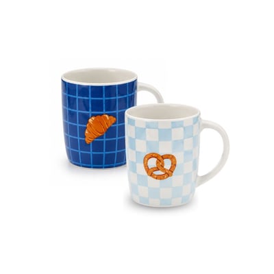 Lot de 2 mugs bleu, BEAU BRUNCH ARTIME