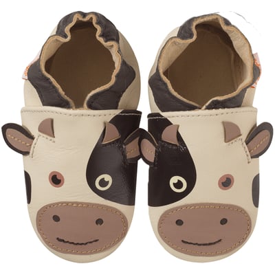 Chaussons bébé cuir souple Cache-cache la vache TICHOUPS