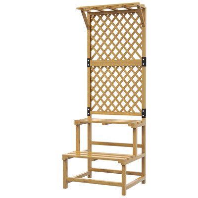 Etagère à fleurs treillis 2 niveaux avec support haut bois sapin OUTSUNNY