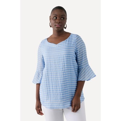 Blouse à carreaux avec col en forme de cœur ULLA POPKEN