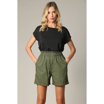 Short avec taille haute élastiquée, revers et poches latérales LEVNA DEELUXE