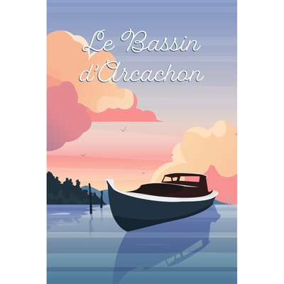 Tableau Mural Illustration Coucher Soleil Arcachon PLAGE CEANOTHE