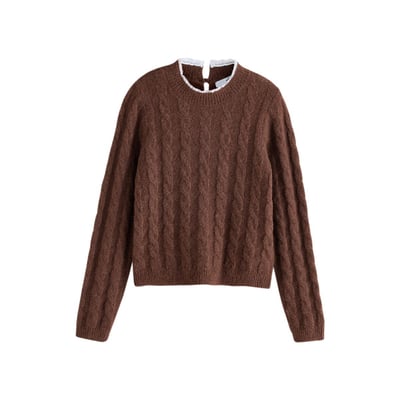 Pull en maille torsadée avec col à dentelle NEXT