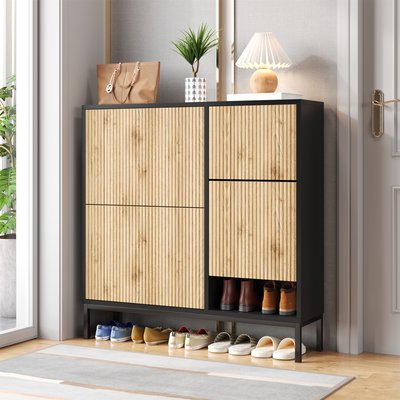 Meuble à chaussures 3 portes et 1 tabouret,MELVINA MEUBLES COSY