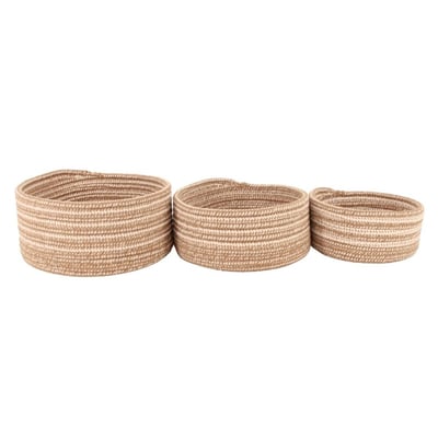 Lot de 3 paniers ronds en corde de coton AZAO