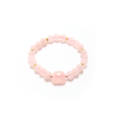 Bracelet chat et perles quartz rose DAXON