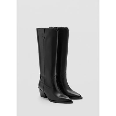 Bottes cuir talon bloc MANGO