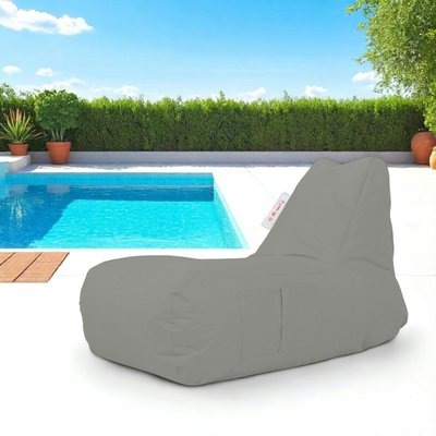 Grand pouf extérieur imperméable gris - avec poches ARTA PIER IMPORT