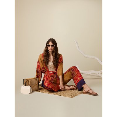 Pantalon en viscose fluide à motif ethnique OLTRE