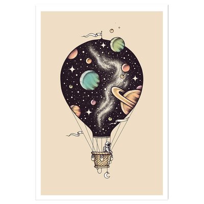 Affiche enfant montgolfiere en cosmos HEXOA