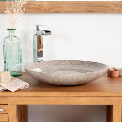 Grande vasque en marbre ronde à poser 45 cm LYSOM WANDA COLLECTION