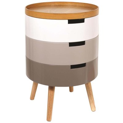 Table de chevet coffre 3 niveaux (Lot de 2) Gris CMP