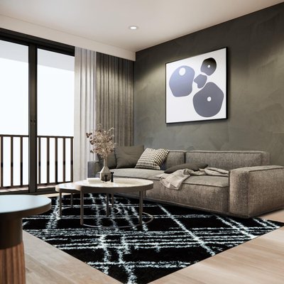 Tapis shaggy tissé motif géométrique EMBER 1 UN AMOUR DE TAPIS
