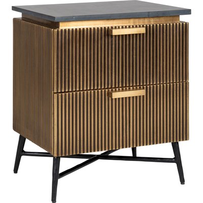 Table de chevet marbre, 2 tiroirs, Ironville RECOLLECTION