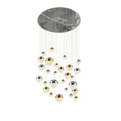 Suspensions  Planets 27,5W LED Chrome Cuivre Laiton BOUTICA-DESIGN