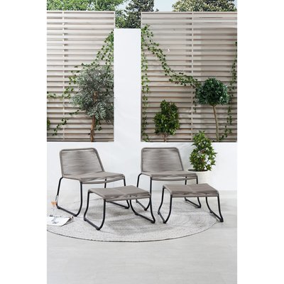 Set of 2 Garden Chair & Footstool Sets Mink SO'HOME