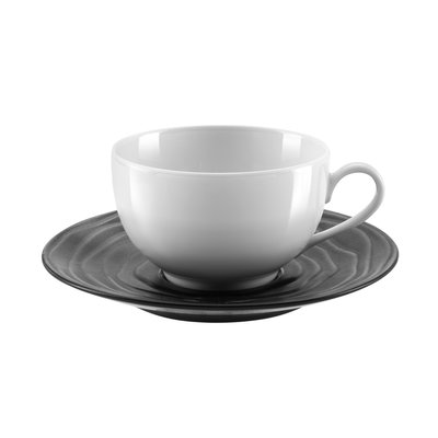 Coffret 6 tasses et soucoupes déjeuner - ESCALE NATURE GRIS MEDARD DE NOBLAT