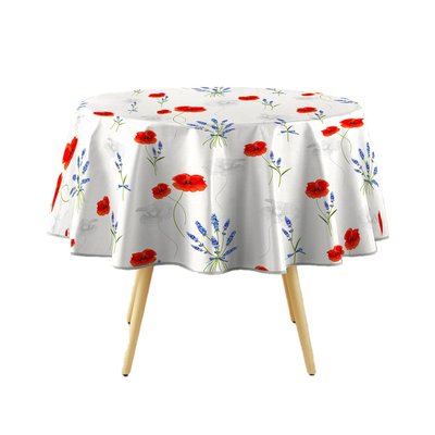 Nappe ronde imprimée coquelicots ARLES TOILINUX