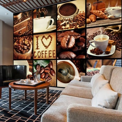 Papier peint intissé panoramique Motifs de cuisine Coffee - Collage EDEN